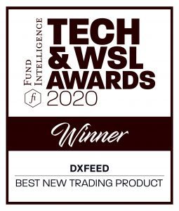 Fund Technology and WSL Awards logo with the winner dxFeed in this category